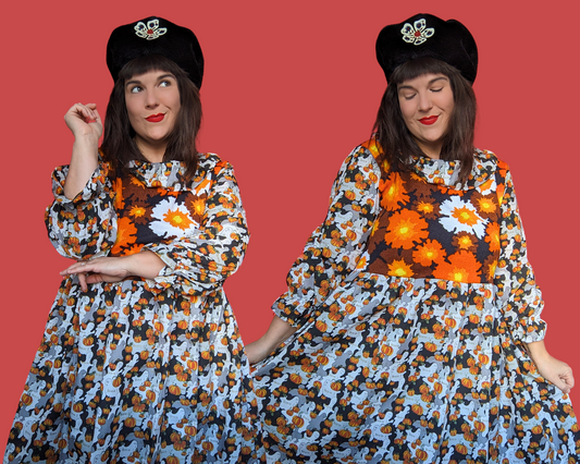 Robe d'Halloween faite à la main et recyclée, taille L