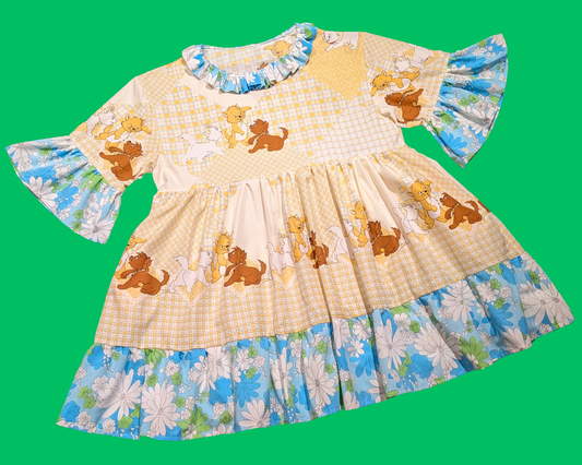 Handmade, Upcycled Vintage 1980's Walt Disney's The Aristocats Bedsheet T-Shirt Dress Fits 2XL