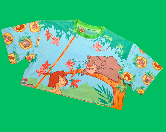 Haut court surdimensionné et ajusté Le Livre de la Jungle, fait main et recyclé, taille 2XL