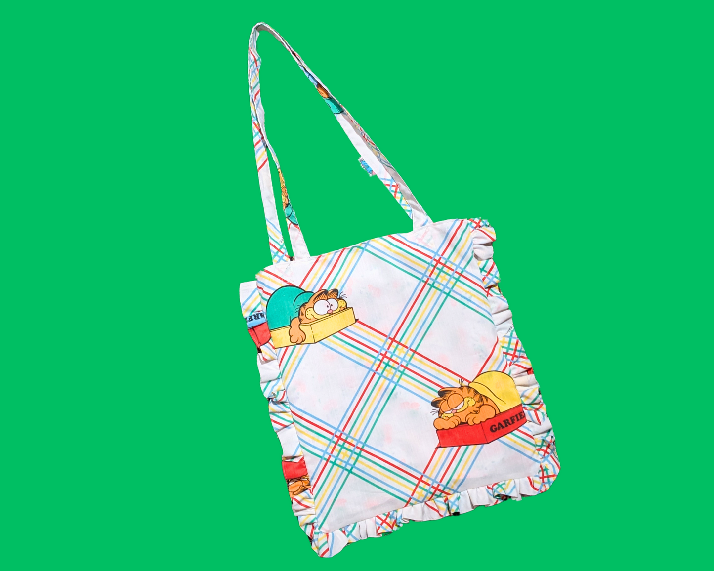 Handmade, Upcycled Garfield Bedsheet Tote Bag