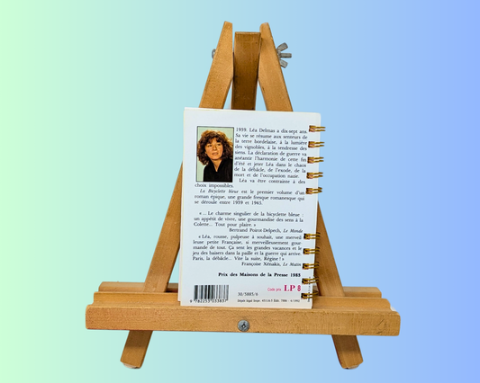 Carnet La Bicyclette Bleue Roman fait main et upcyclé par Régine Deforges