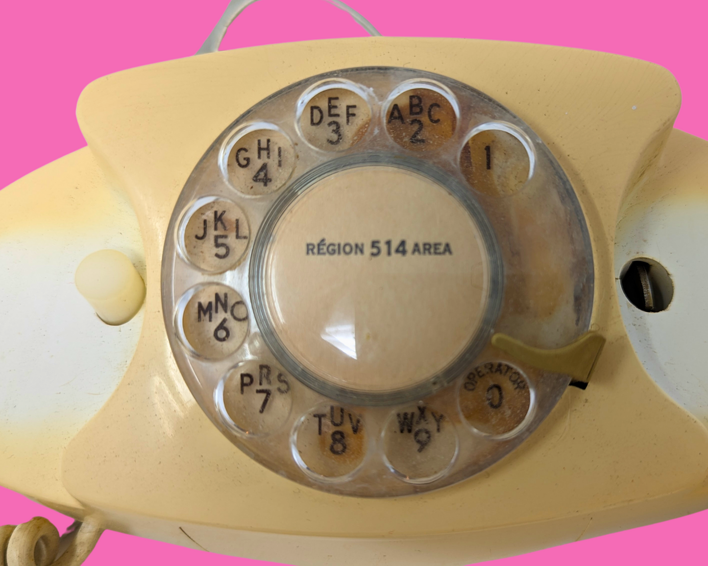 Téléphone rotatif blanc vintage des années 1980, non testé