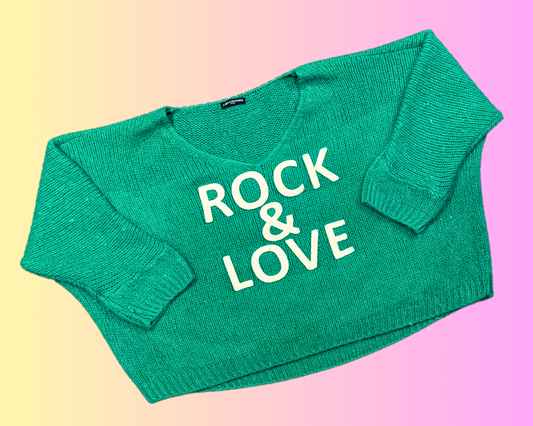 Y2K Carla Giannini Rock & Love Green Knit Crop Sweater Made in Italy Size XL