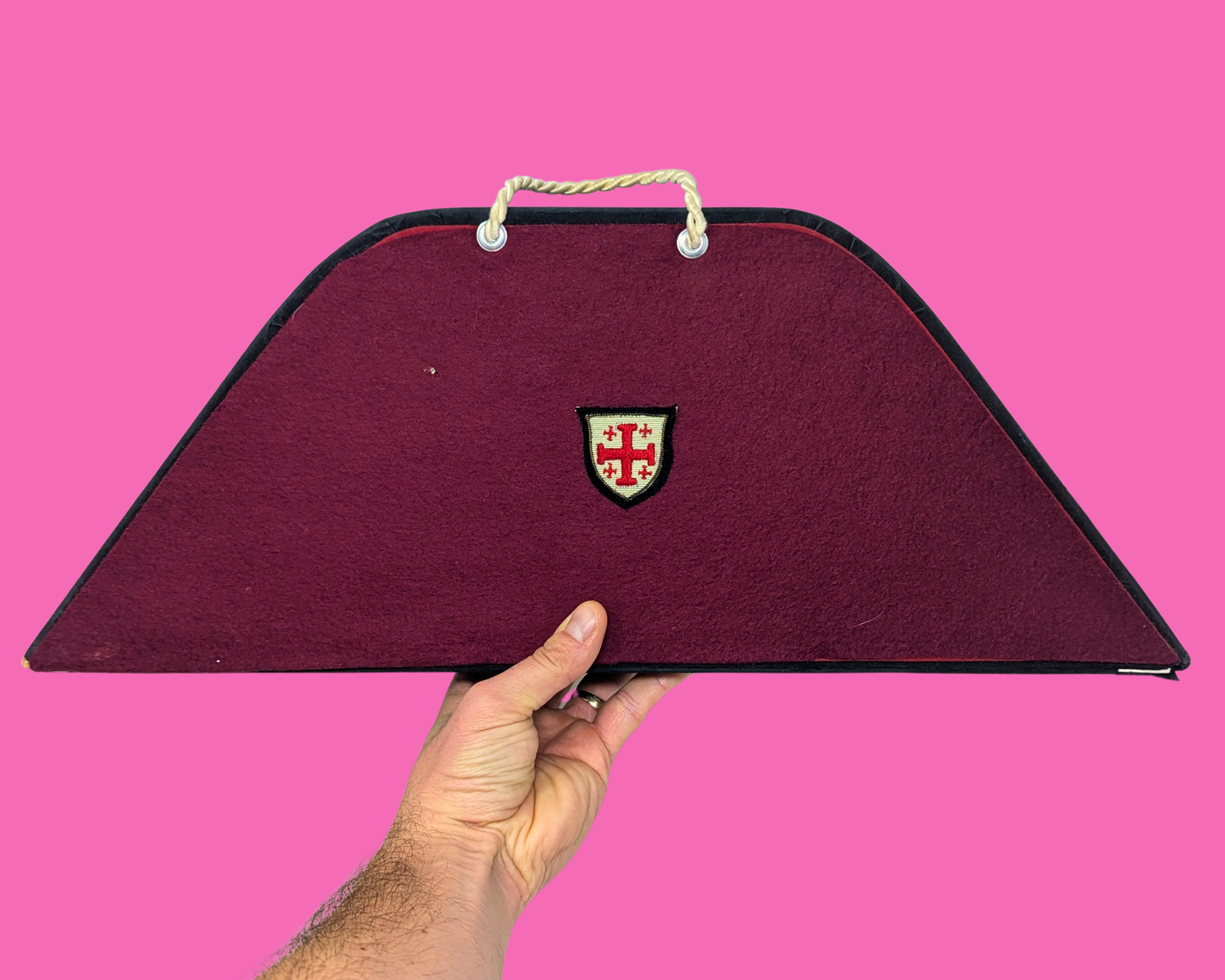 Vintage Les Chevaliers de Colomb Black Hat with Feathers and Original Box