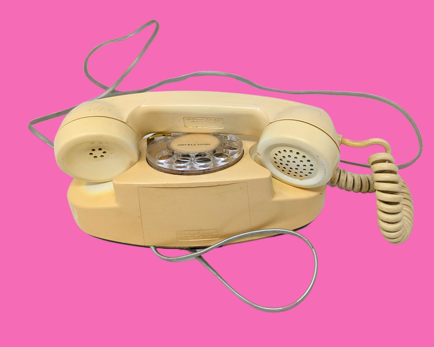 Téléphone rotatif blanc vintage des années 1980, non testé