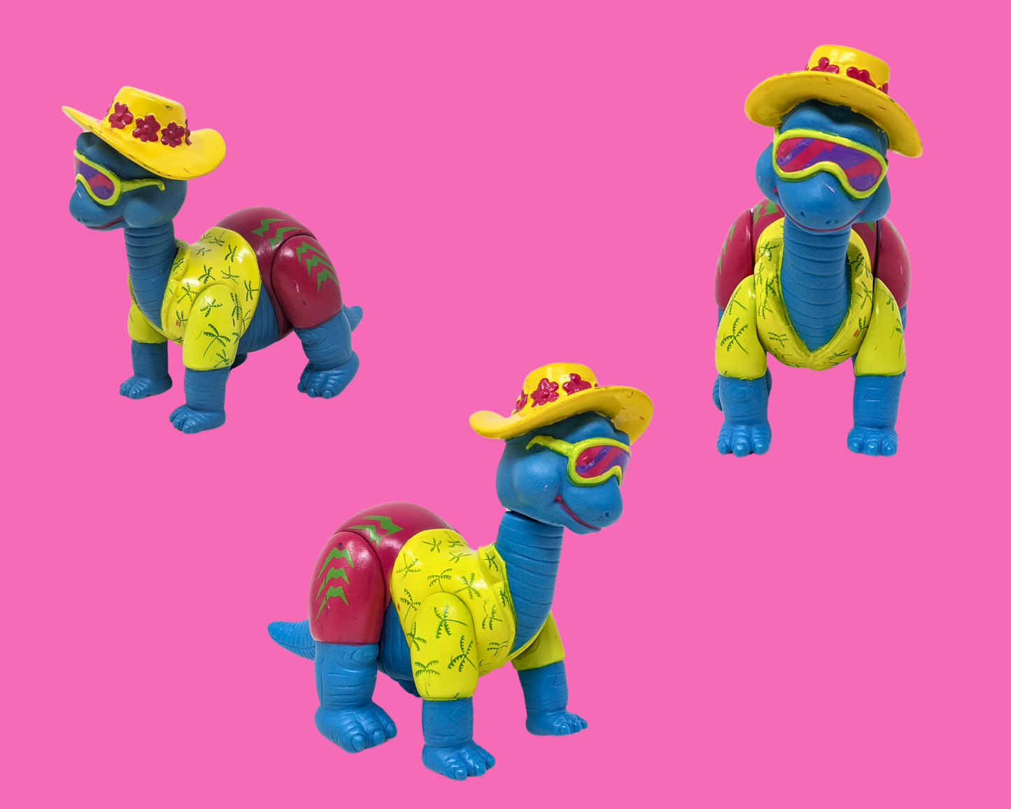 Ensemble de trois figurines de dinosaures vintage de 1992 par Imperal