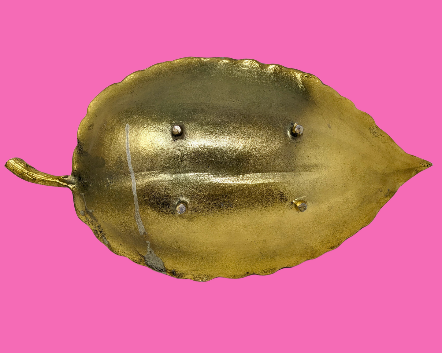 Vintage 1990's Gold Painted, Leaf Shaped Metal Tray