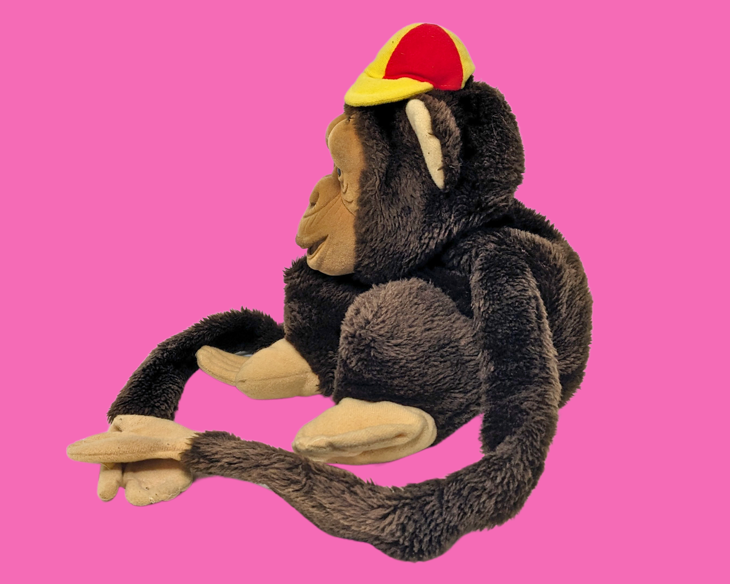 Marionnette en peluche singe vintage des années 1980