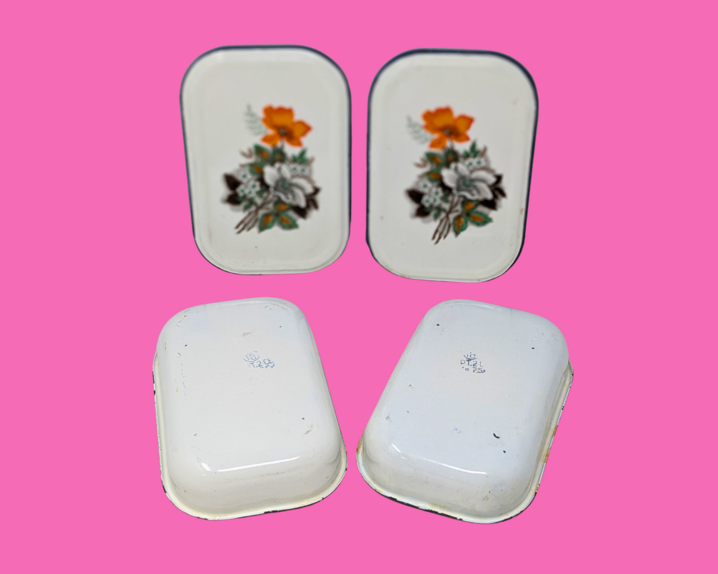Vintage 1980's Set of Two Cast Iron Dishes with Cover