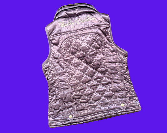 Gilet Harley Davidson gris argenté Y2K taille M pour femme