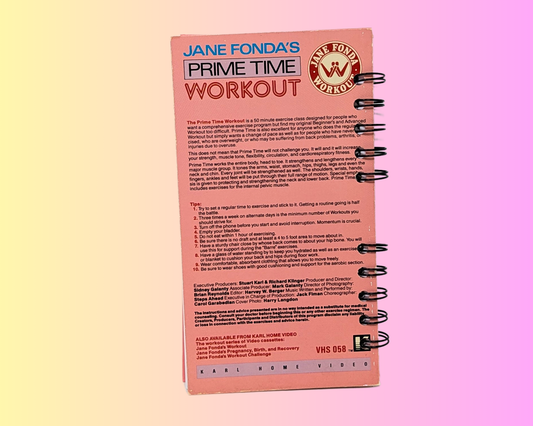Carnet de notes VHS du film Prime Time Workout de Jane Fonda