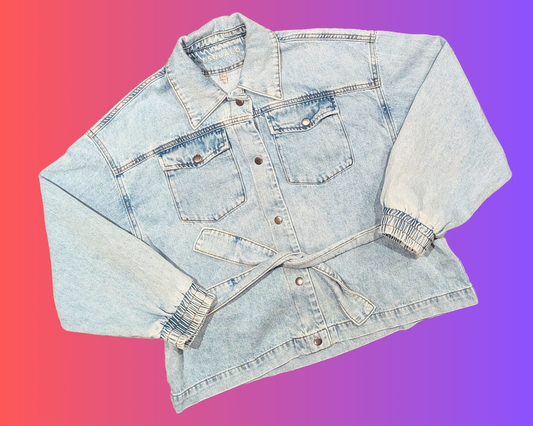 Veste en jean Casper le gentil fantôme 1995, faite à la main et recyclée, taille EU 38, M