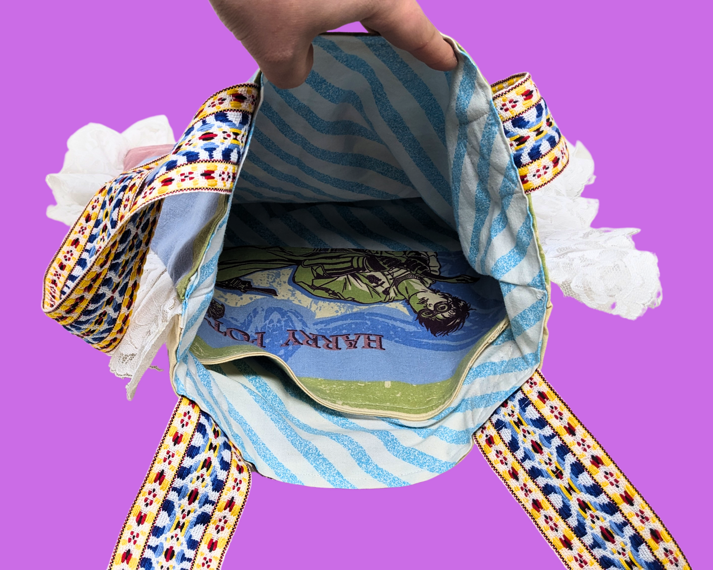 Sac fourre-tout Harry Potter fait main et recyclé