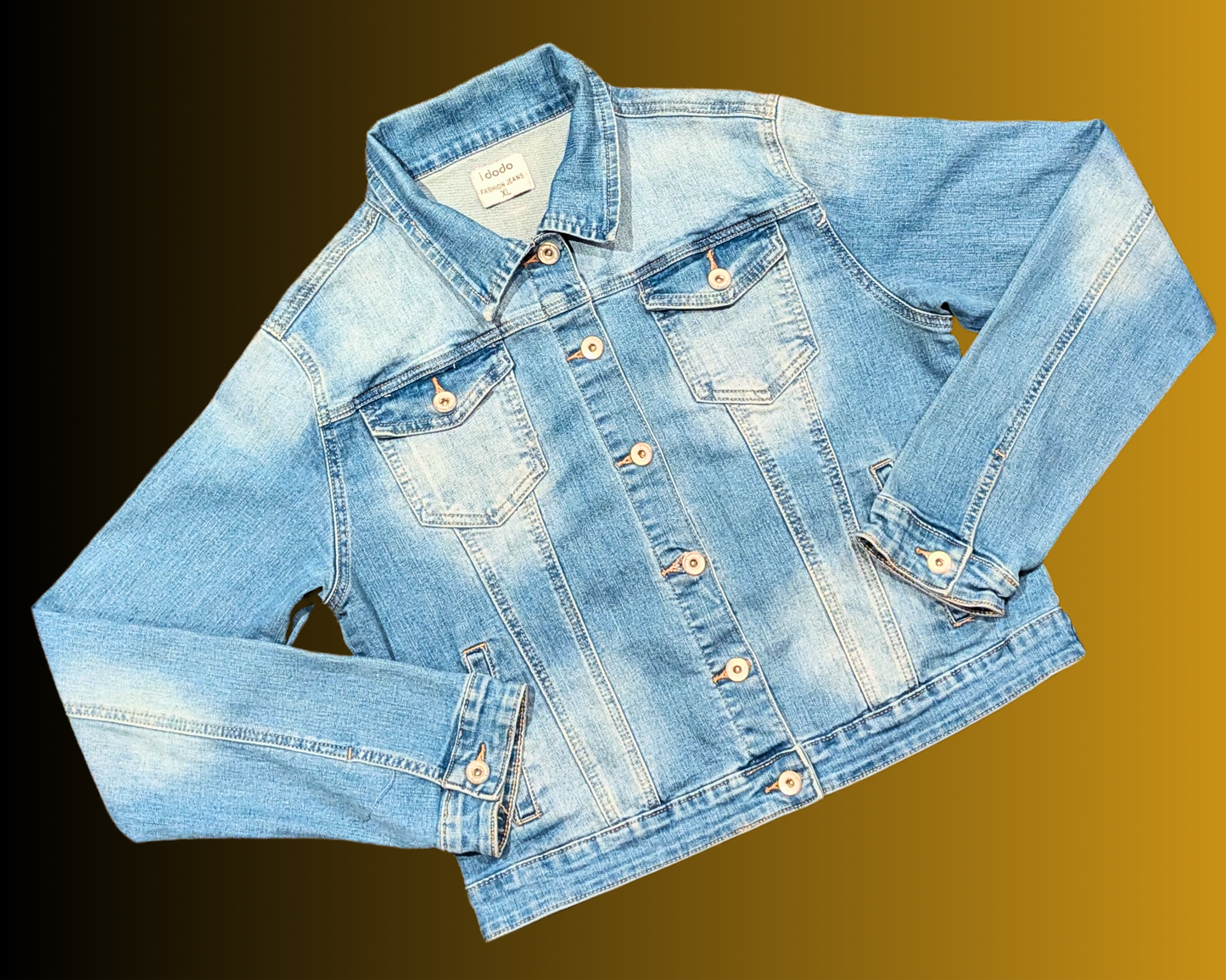 Handmade, Upcycled Funny Giraffe Print Denim Jacket Size XL