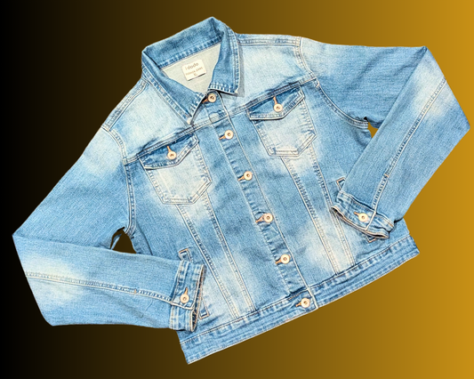 Handmade, Upcycled Funny Giraffe Print Denim Jacket Size XL