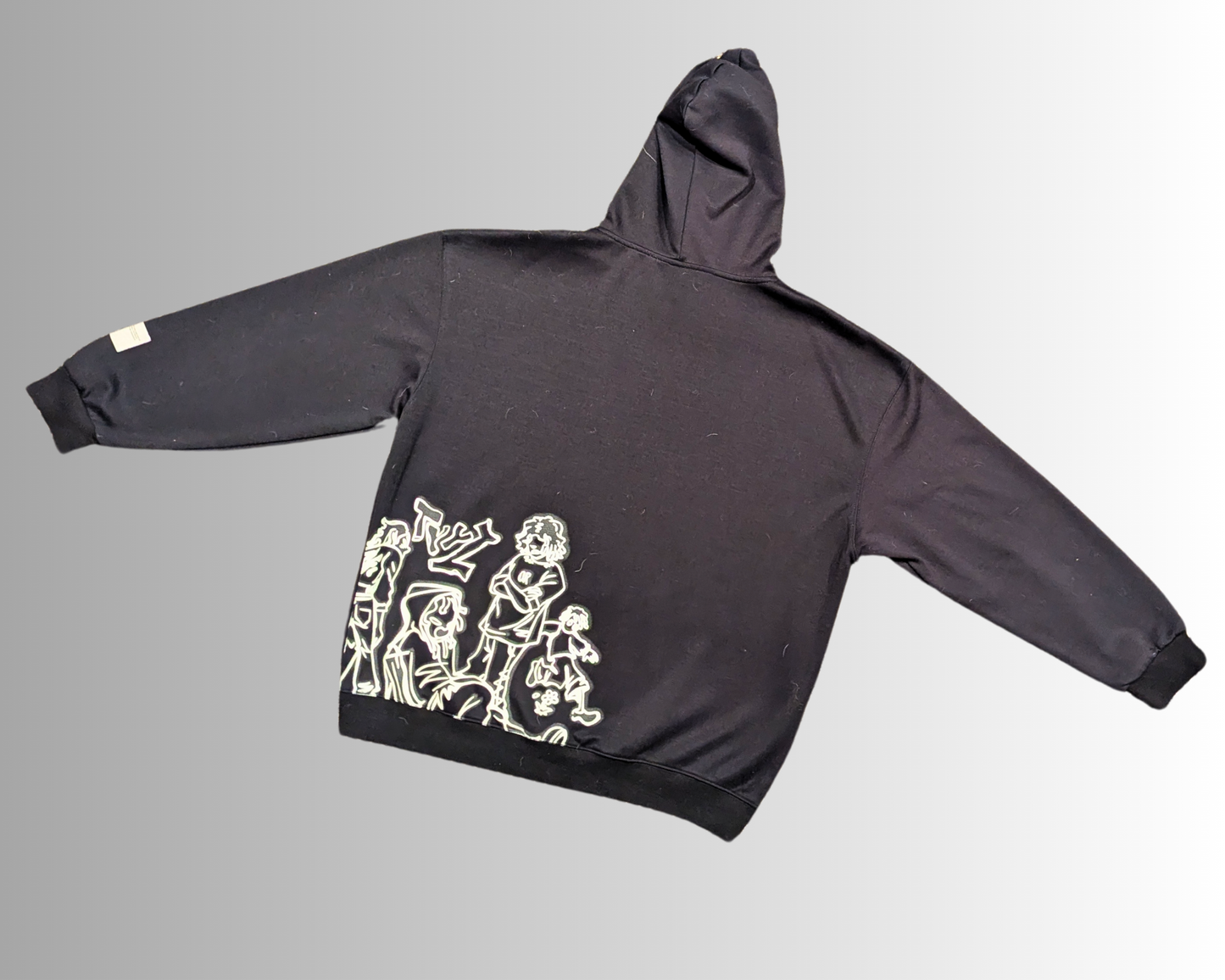 Y2K Amitam Cartoon Character Hip-Hop Style Streetwear Hoodie Size L