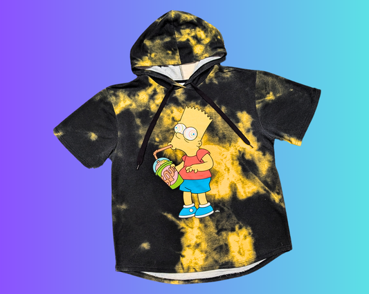 Y2K Official The Simpsons Tie Dye Bat Simpson Hoodie T-Shirt Size M