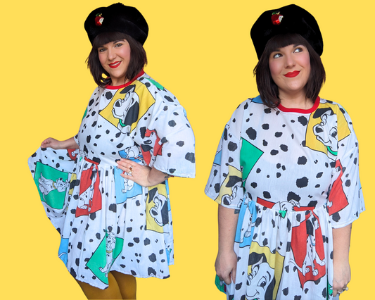 Drap de lit fait main et recyclé de Walt Disney, Les 101 Dalmatiens, taille 2XL