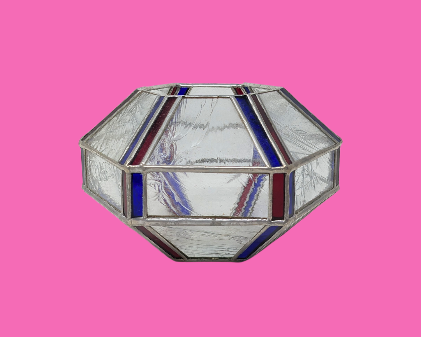 Vintage 1990's Stained Glass Decorative Bowl