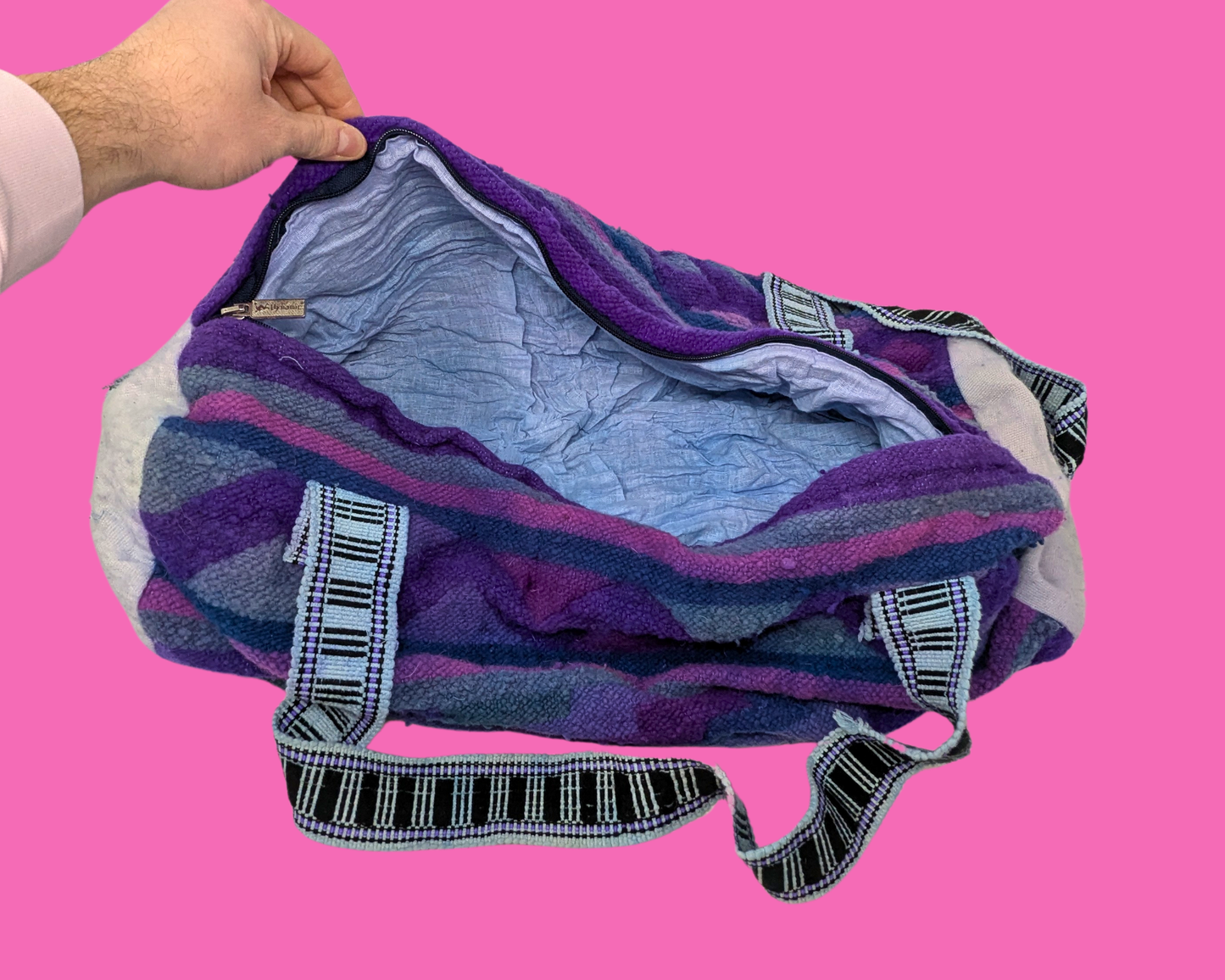Petit sac de voyage bohème violet vintage des années 1990