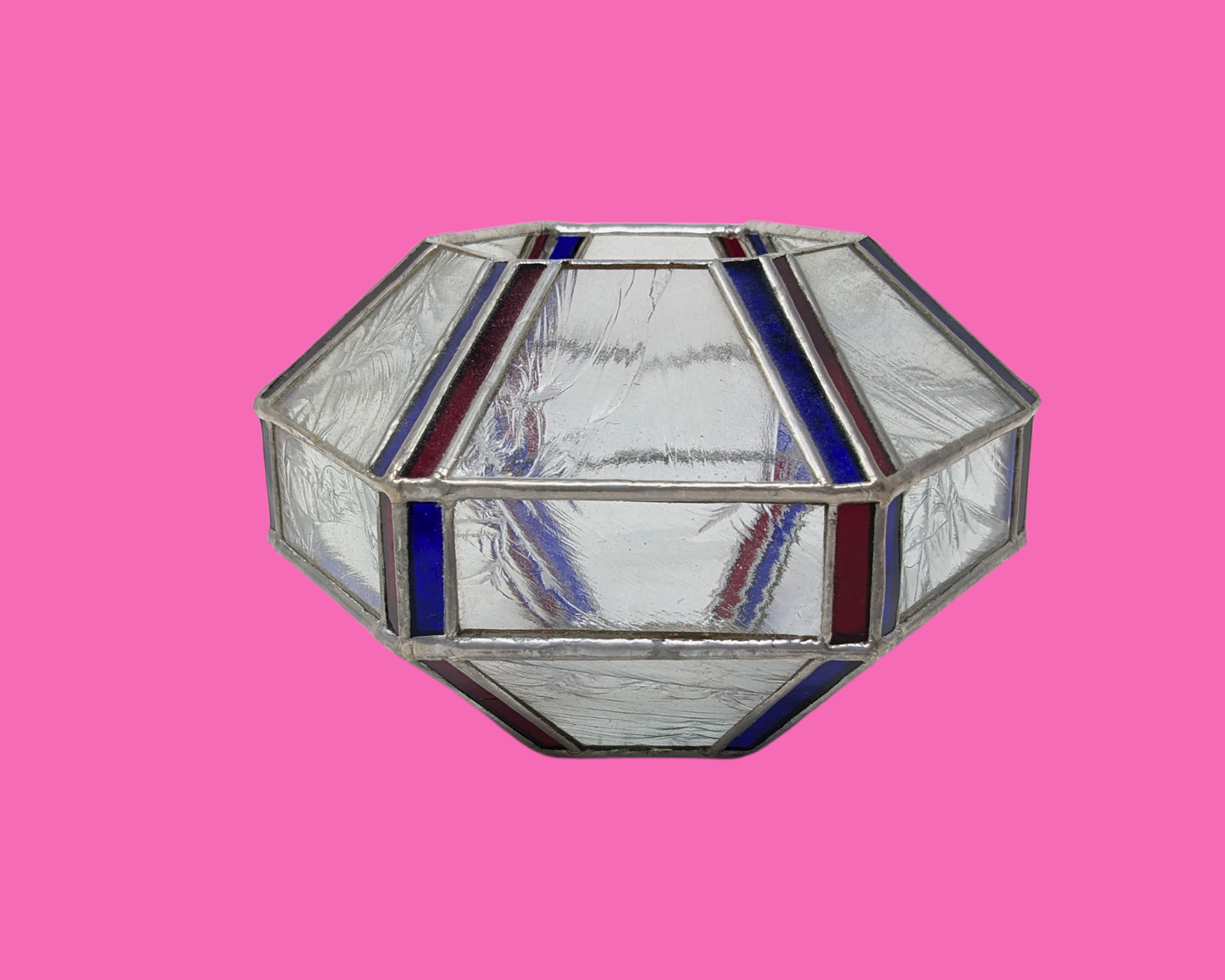 Vintage 1990's Stained Glass Decorative Bowl