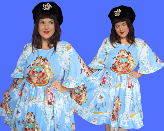 Robe drap de lit vintage des années 1980, fabriquée à la main et recyclée, inspirée du film ET, taille L