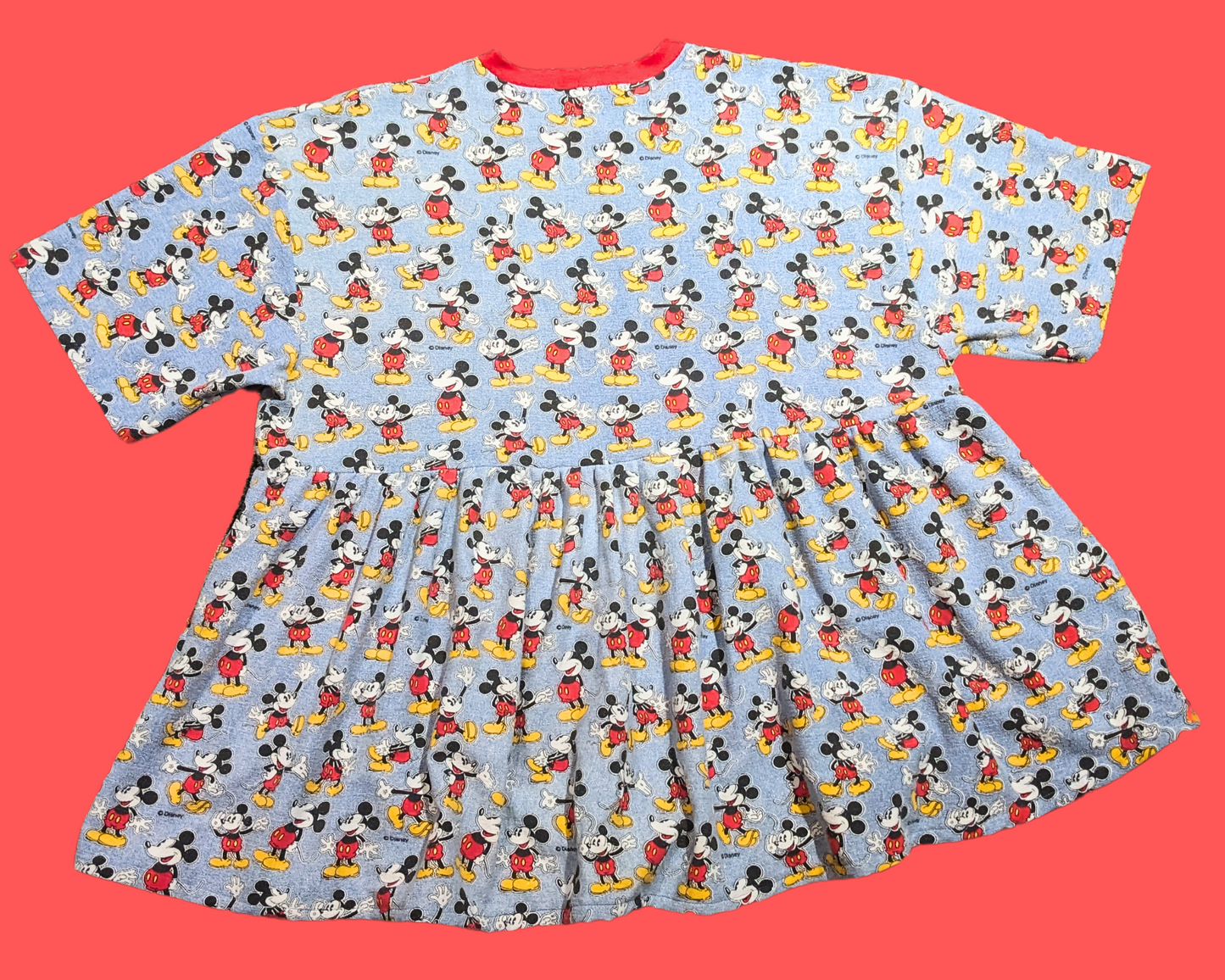 Drap de lit en flanelle Mickey Mouse de Walt Disney fait à la main et recyclé, taille 2XL