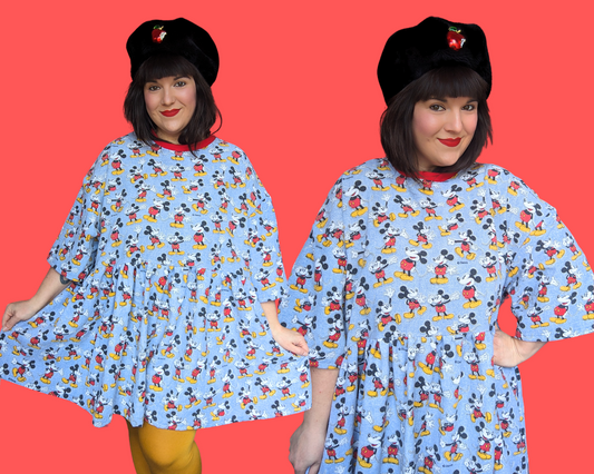 Drap de lit en flanelle Mickey Mouse de Walt Disney fait à la main et recyclé, taille 2XL