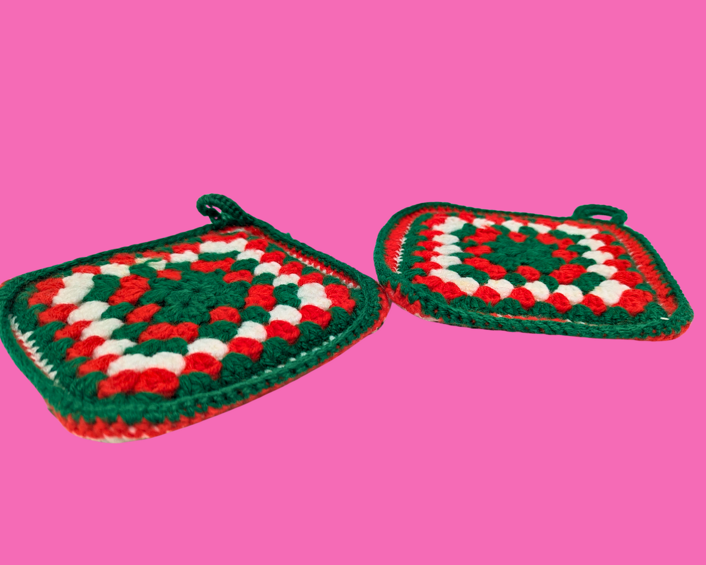 Gants de cuisine vintage crochetés à la main des années 1980