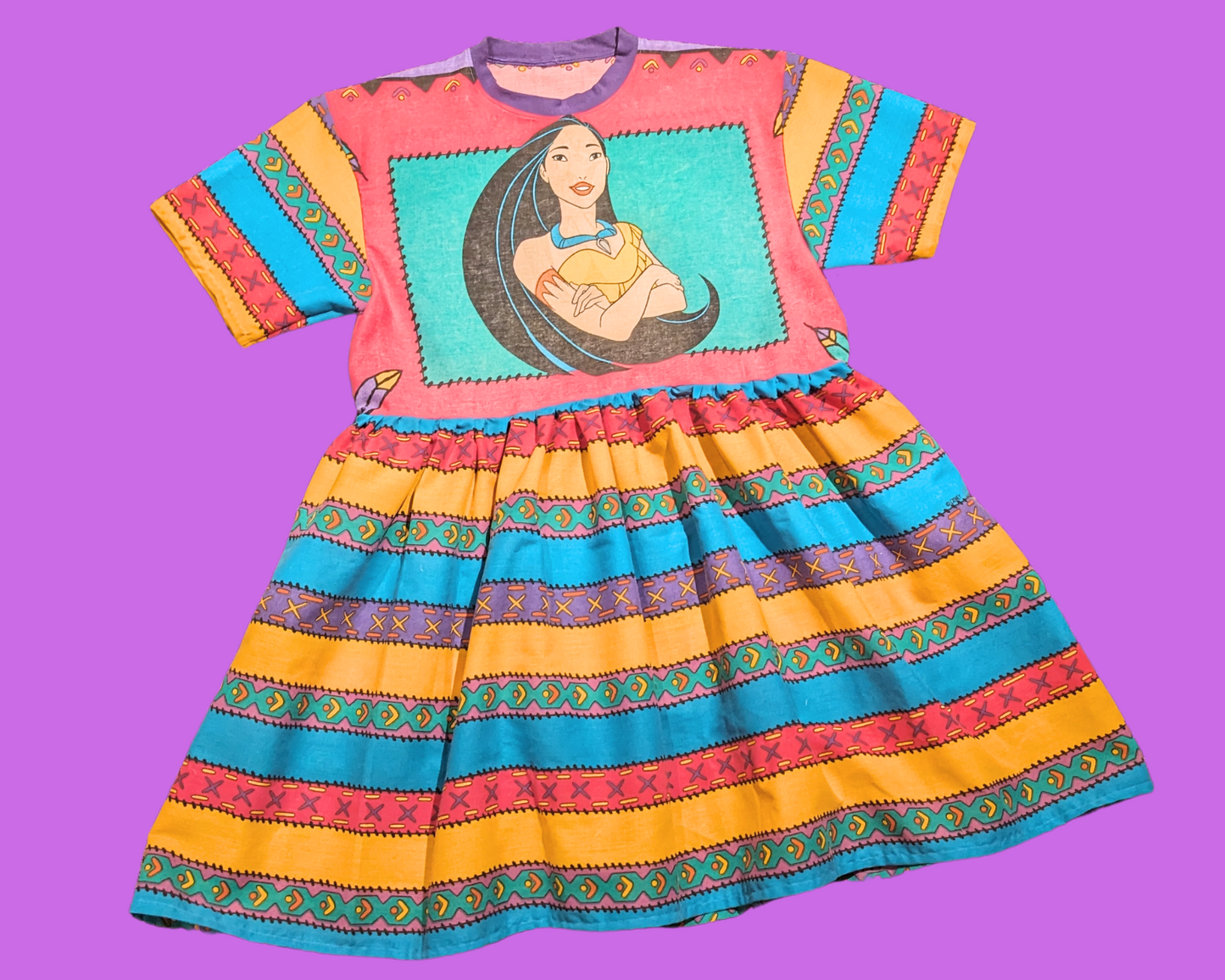 Drap de lit et taie d'oreiller Pocahontas de Walt Disney faits à la main et recyclés, convient aux tailles SML-XL