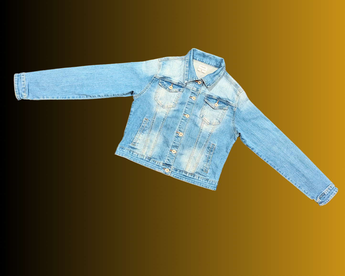 Handmade, Upcycled Funny Giraffe Print Denim Jacket Size XL