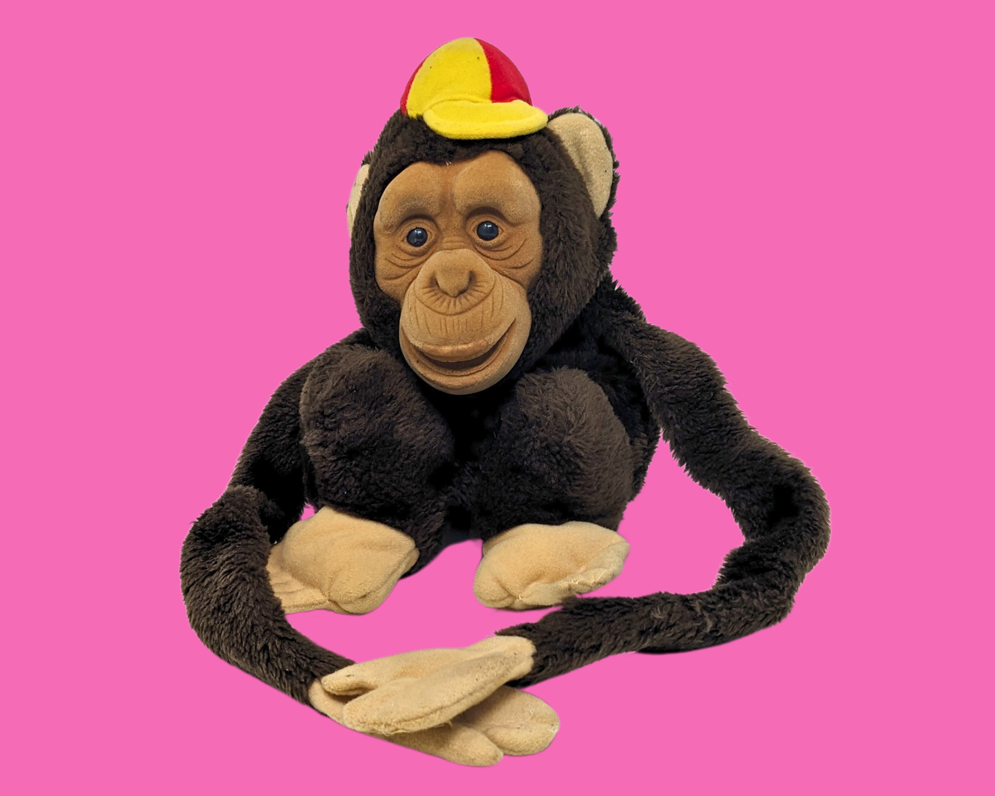 Marionnette en peluche singe vintage des années 1980
