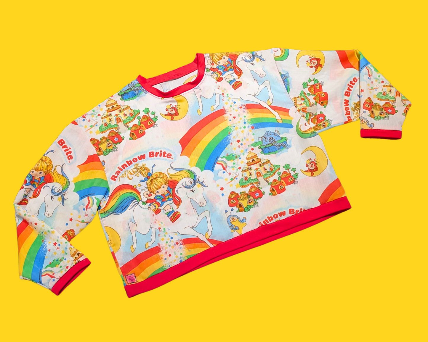 Pull Rainbow Brite surdimensionné XL fait main et recyclé
