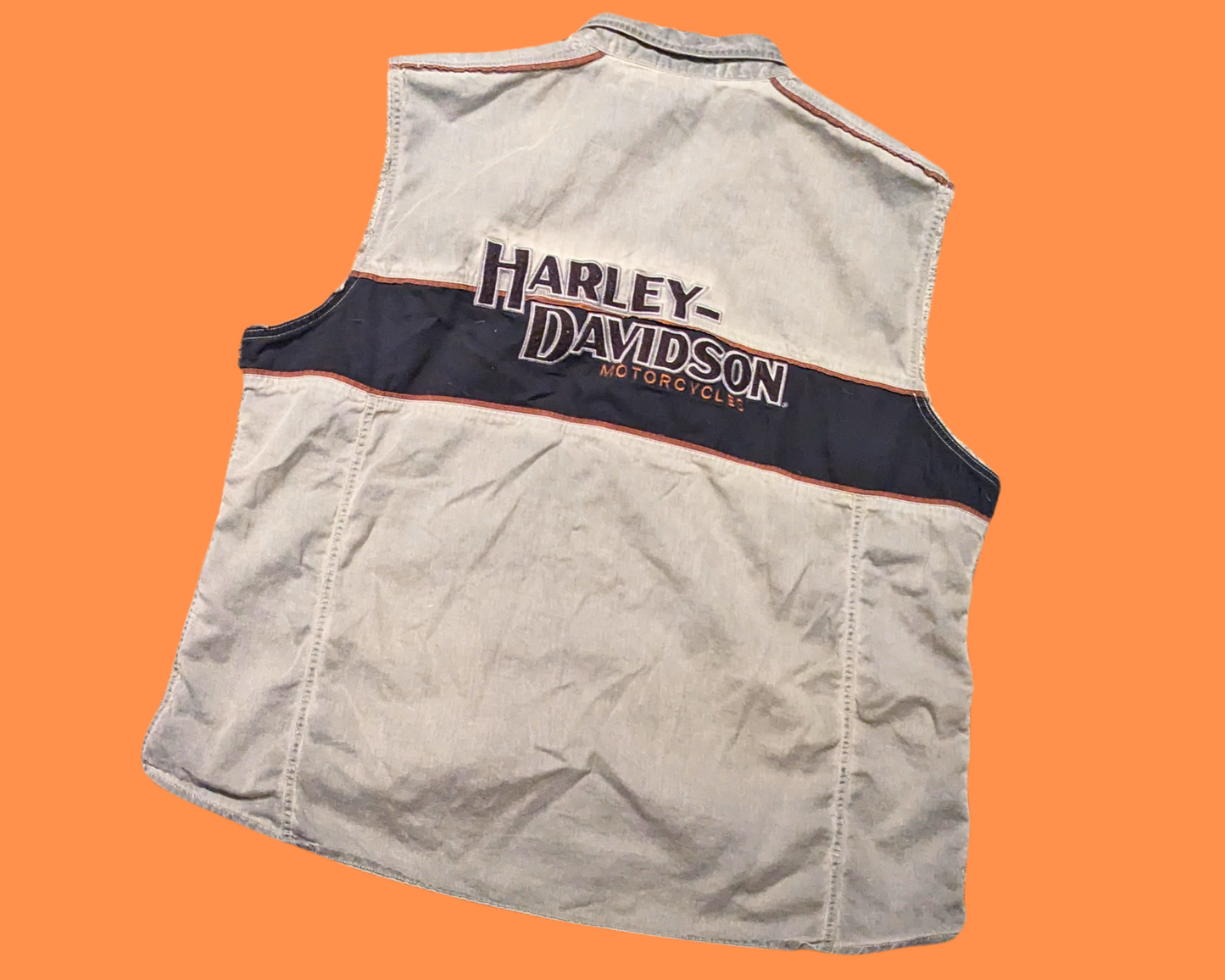 Y2K Harley Davidson Genuine MotorClothes Denim Waistcoat Size 3XL