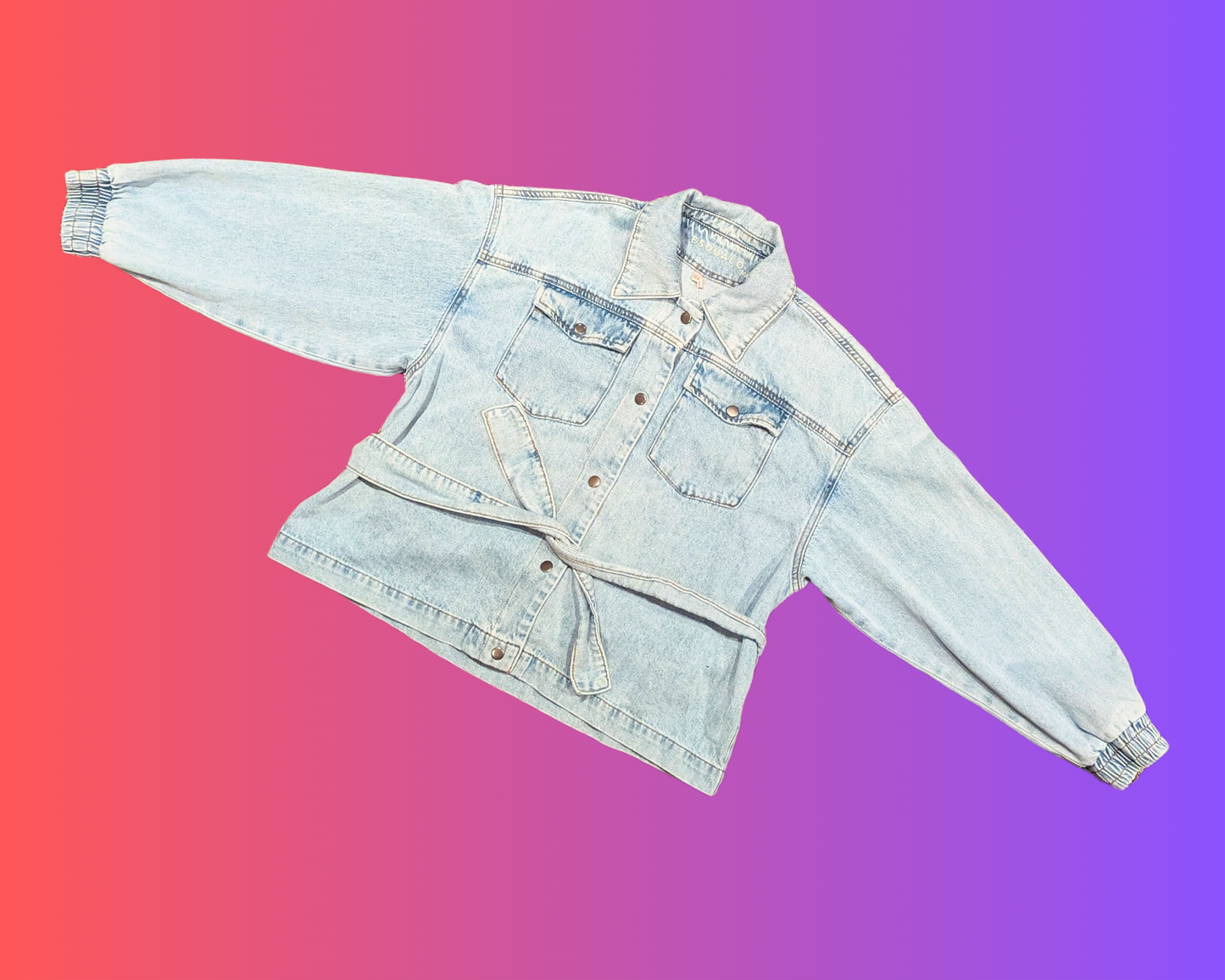 Handmade, Upcycled Casper The Friendly Ghost 1995 T-Shirt Denim Jacket Size EU 38, Medium
