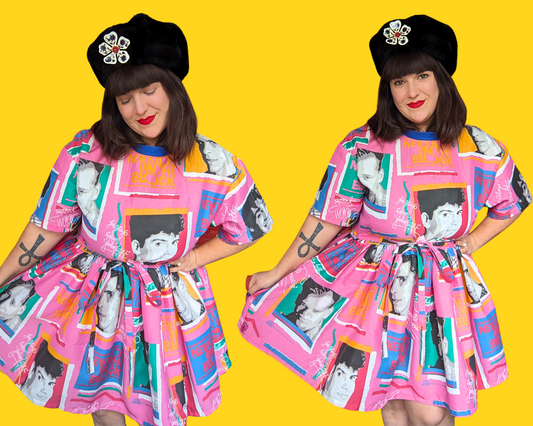 Fait à la main, Upcycled New Kids On The Block Bedsheet T-Shirt Dress Fits SML-XL