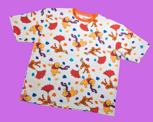 T-shirt en flanelle Winnie l'ourson fait main et recyclé, taille 2XL