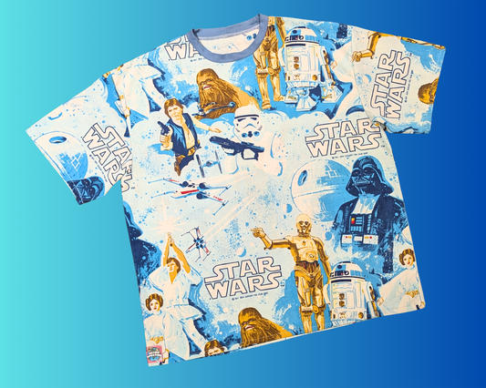 Handmade, Upcycled Vintage Star Wars Bedsheet T-Shirt Oversized XL