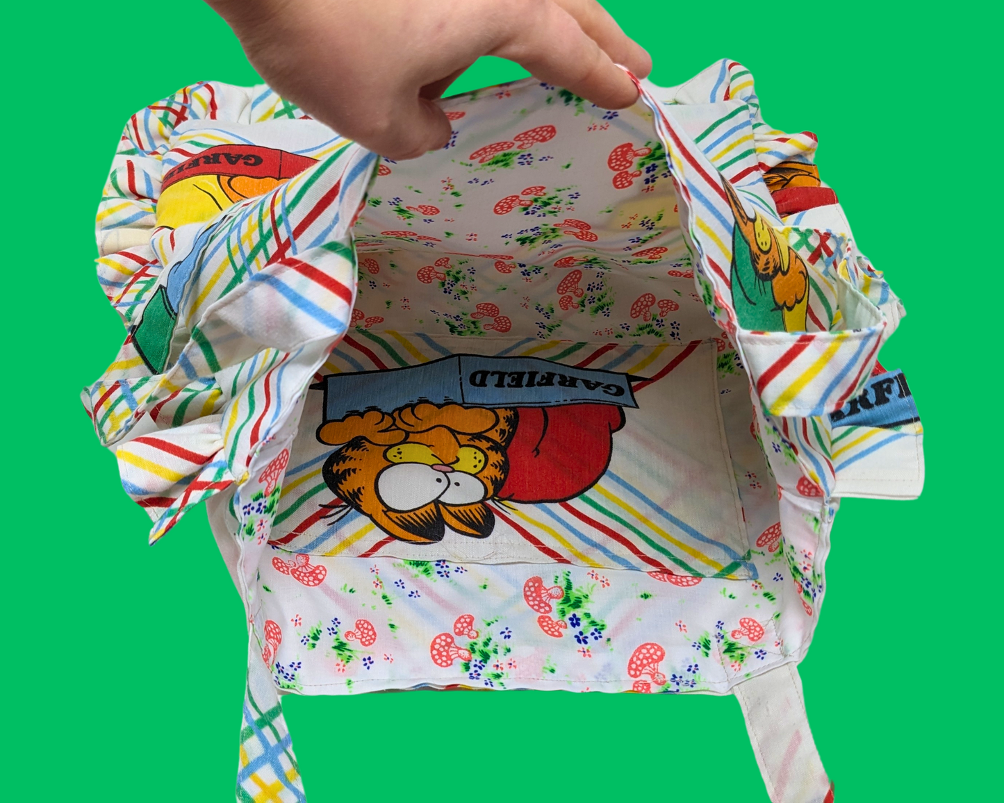 Handmade, Upcycled Garfield Bedsheet Tote Bag