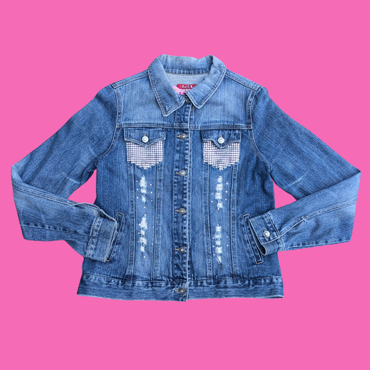 Bart Simpson Upcycled T-Shirt Denim Jacket Size L
