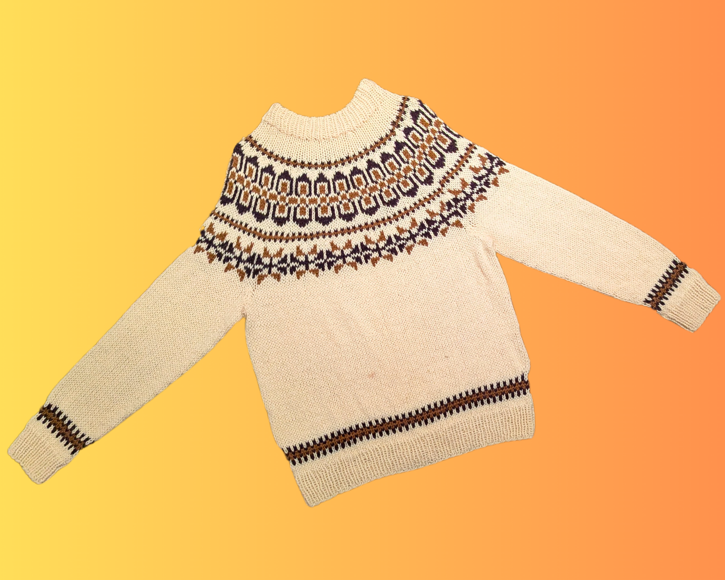 Vintage 1970's 100% Pure Wool Handmade in Holland Knitwear Sweater Size L