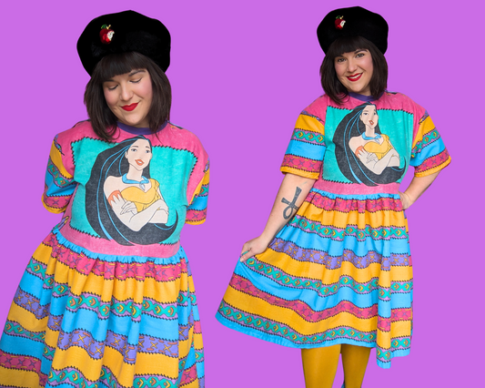 Drap de lit et taie d'oreiller Pocahontas de Walt Disney faits à la main et recyclés, convient aux tailles SML-XL