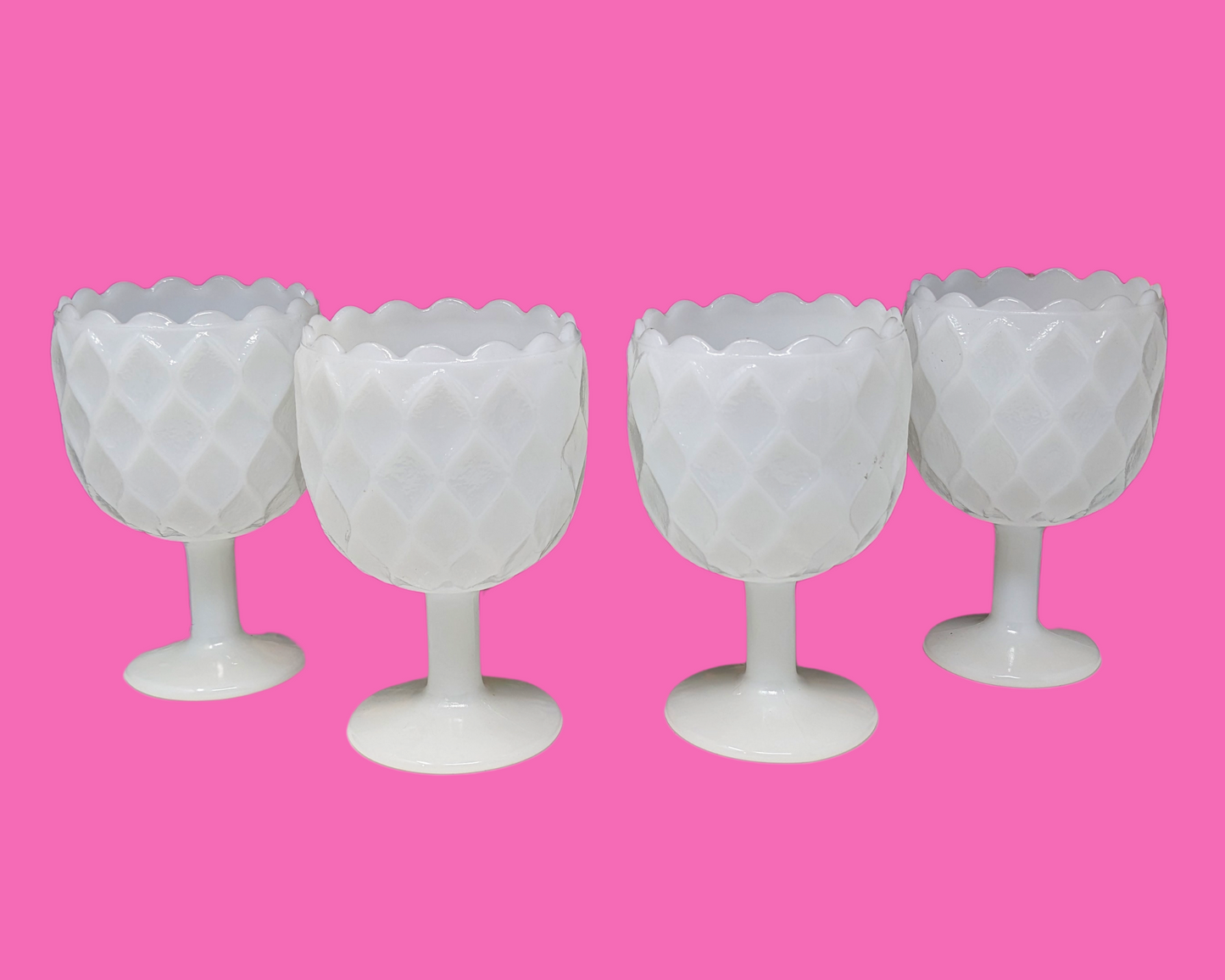 Bols à glace blancs vintage des années 1990, en forme de tulipe