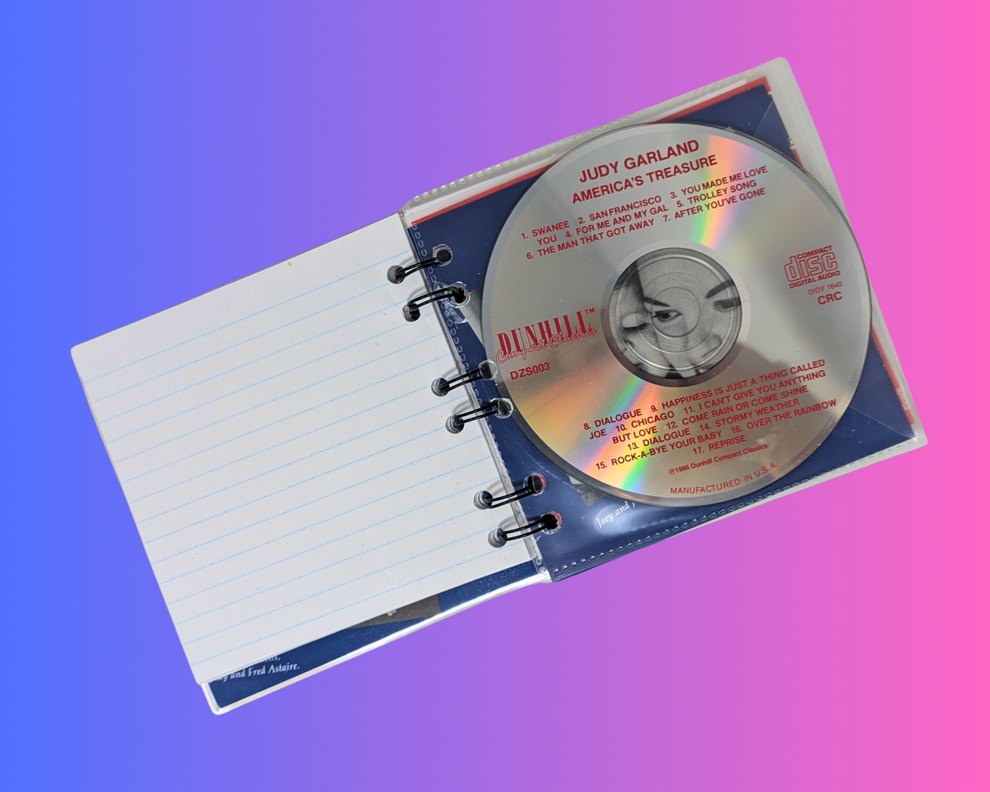 Judy Garland, carnet de notes CD America's Treasure