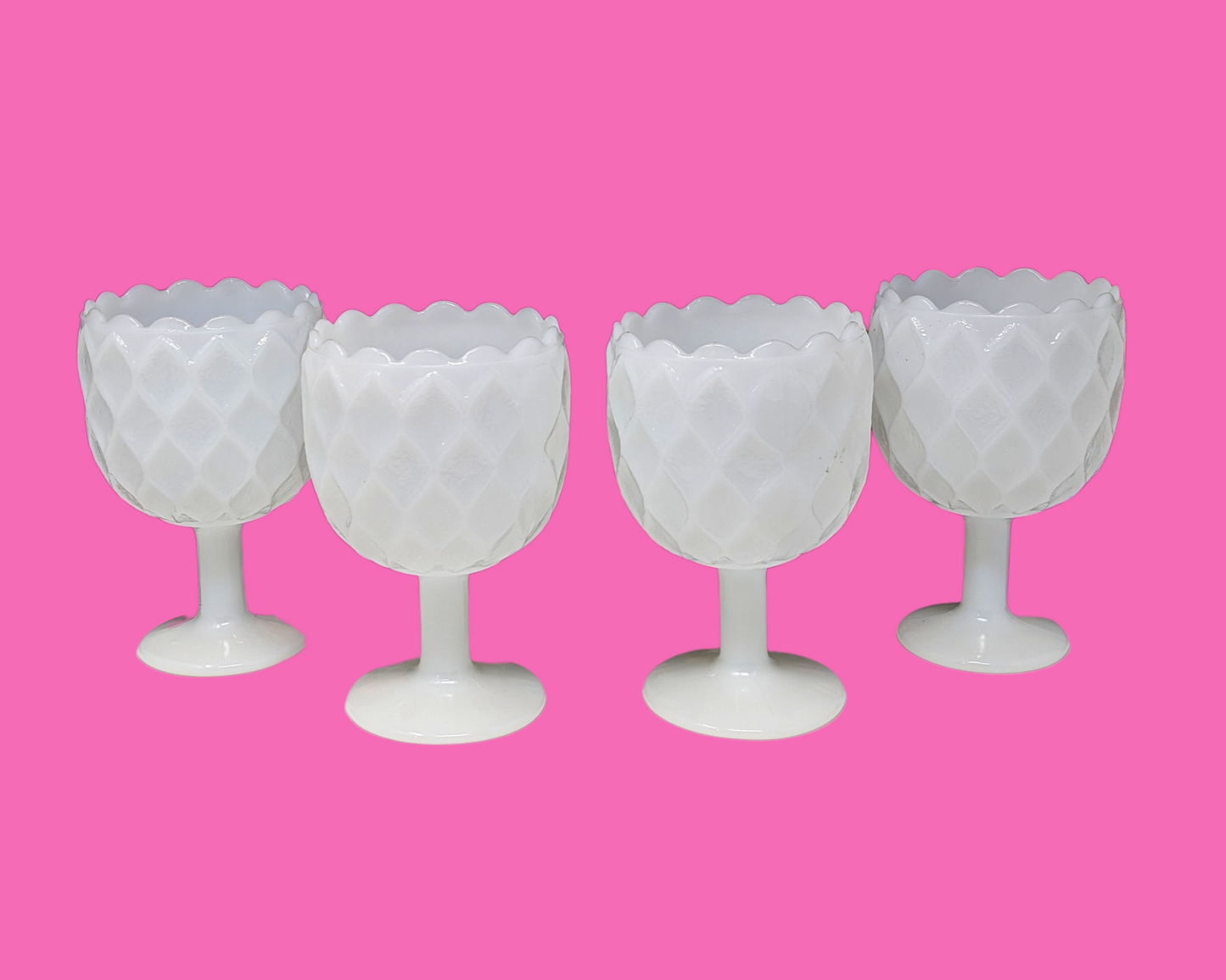 Bols à glace blancs vintage des années 1990, en forme de tulipe