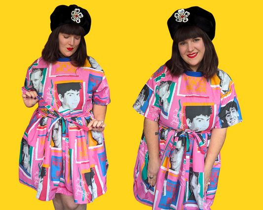 Fait à la main, Upcycled New Kids On The Block Bedsheet T-Shirt Dress Fits SML-XL