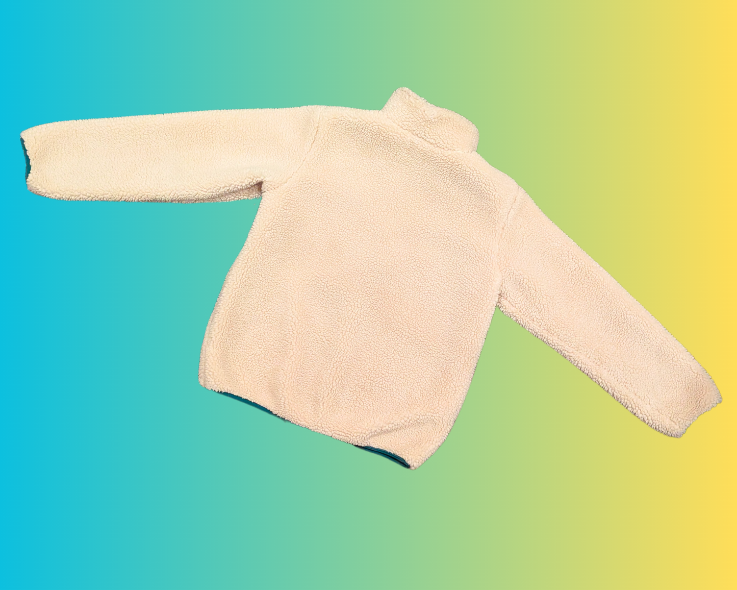 Y2K Beige and Green Fuzzy Jacket Size M