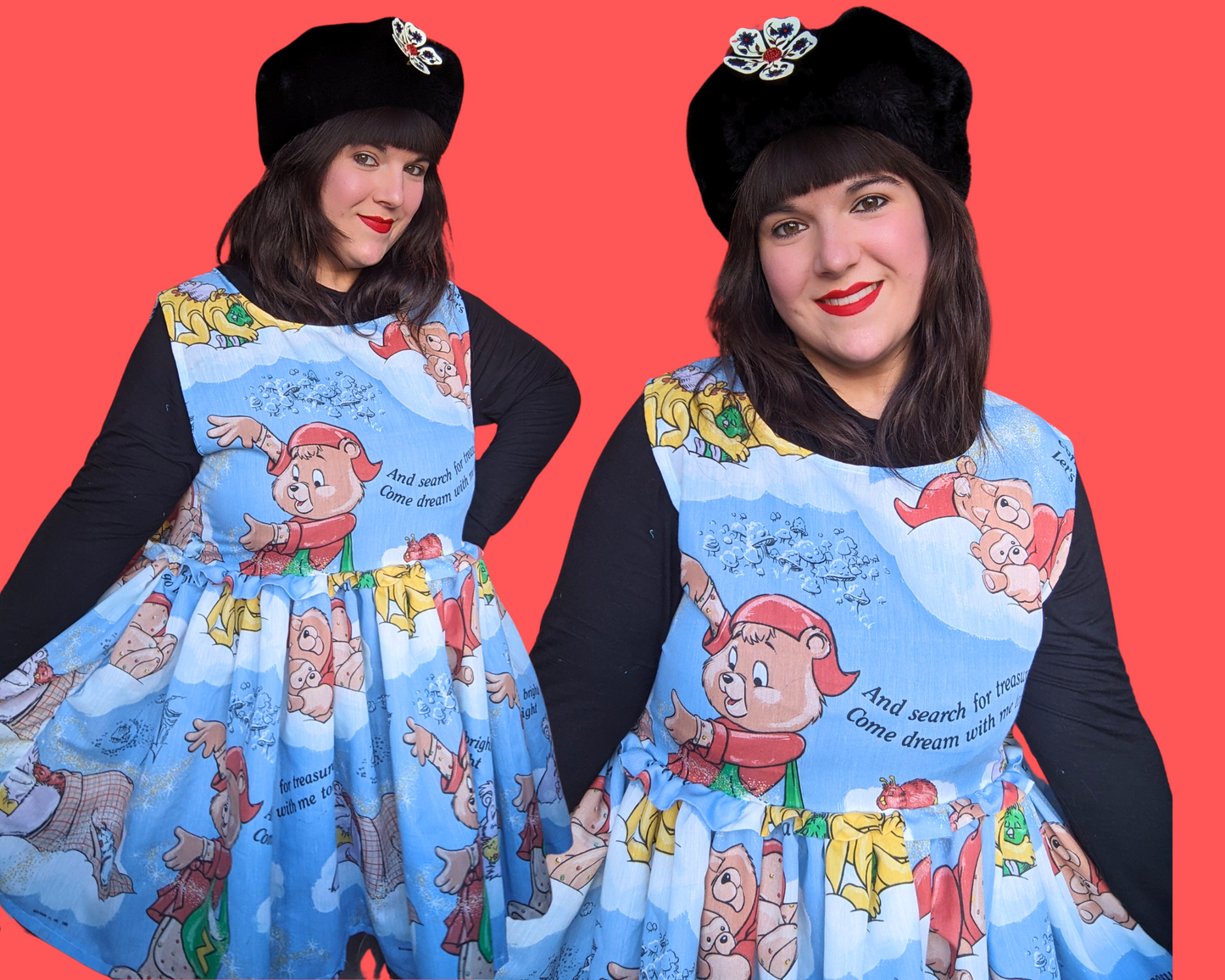 Robe sans manches en drap de lit Teddy Ruxpin, fabriquée à la main et recyclée, taille L