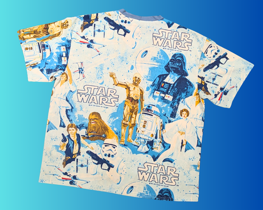 Handmade, Upcycled Vintage Star Wars Bedsheet T-Shirt Oversized XL