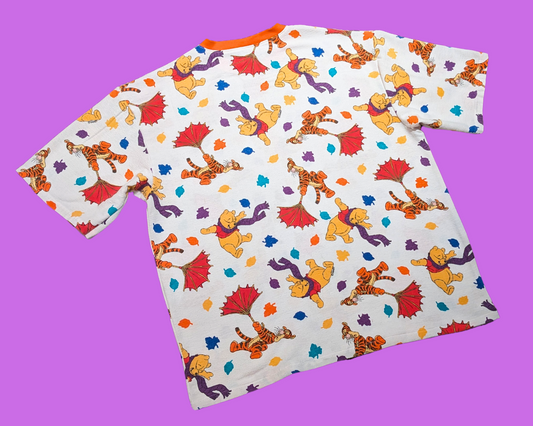 T-shirt en flanelle Winnie l'ourson fait main et recyclé, taille 2XL